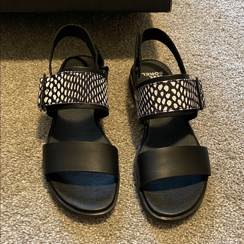 Sorel Black and White Sandals